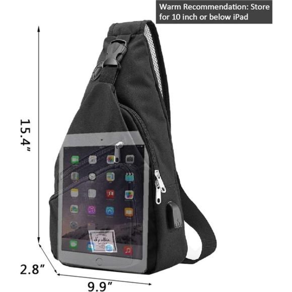 d'yallee 15.4" Sling Bag for Men Crossbody Shoulder Chest Bags Nylon for Travel - Picture 5 of 7